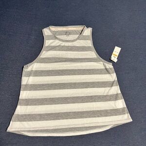 NWT. Calvin Klein. Gray Striped Sleeveless Top. Size S.